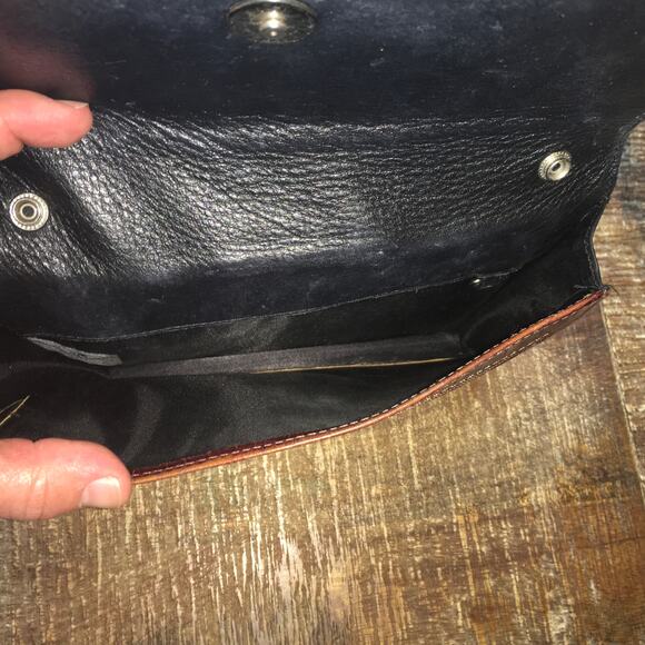 Brighton Clutch Wallet Organizer Croc Embossed Leather Vintage Retired Brown - Picture 6 of 11